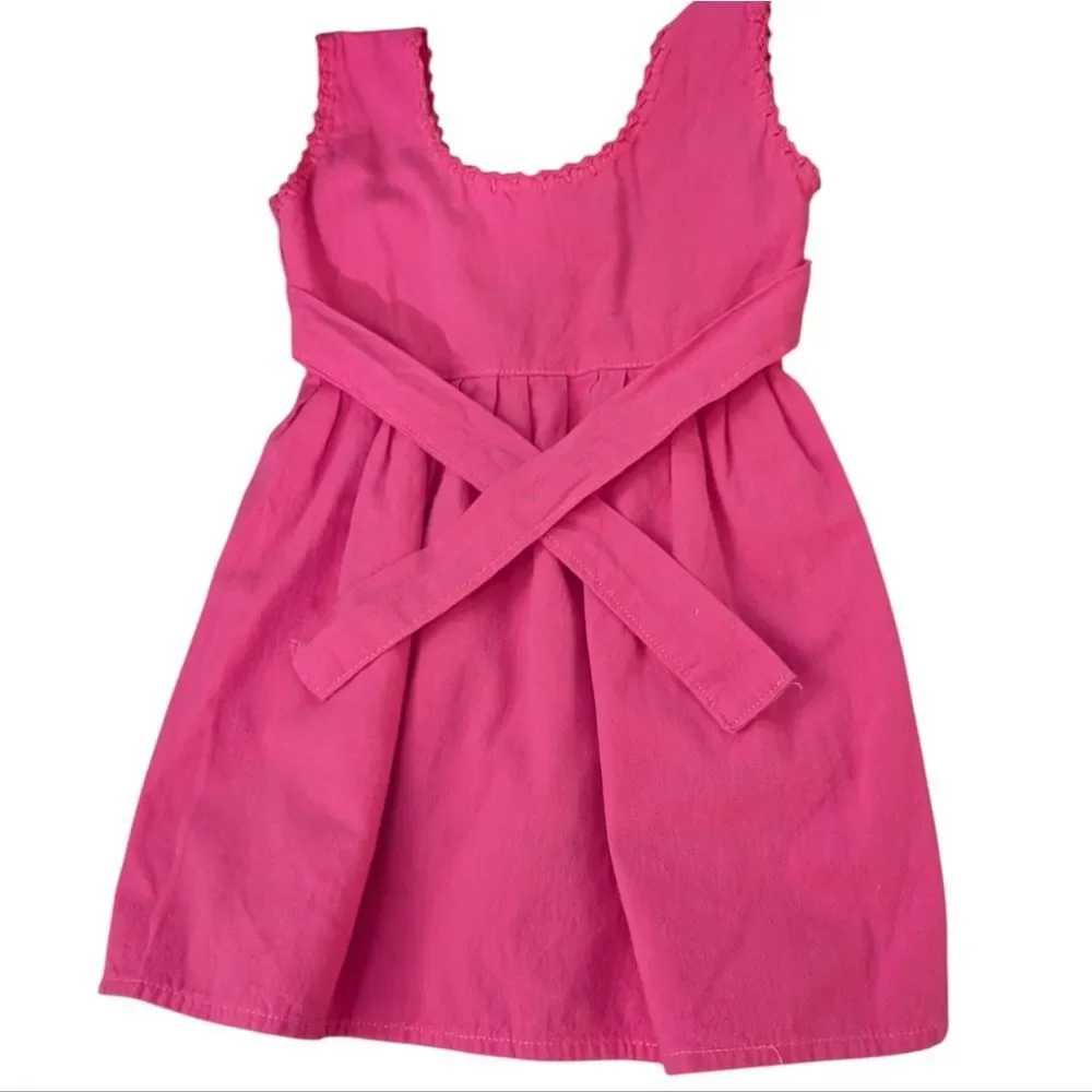 Vintage Girls Pink Embroidered Turtle Floral‎ Sundress